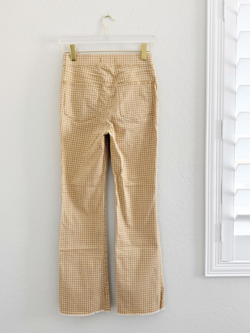 NEW Madewell Pull-On Skinny Flare Jeans in Mini Check Plaid Autumn Gold Yellow - Picture 7 of 14